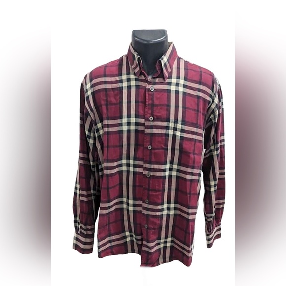 Burberry Check Print Button Up Shirt Mens Size Medium